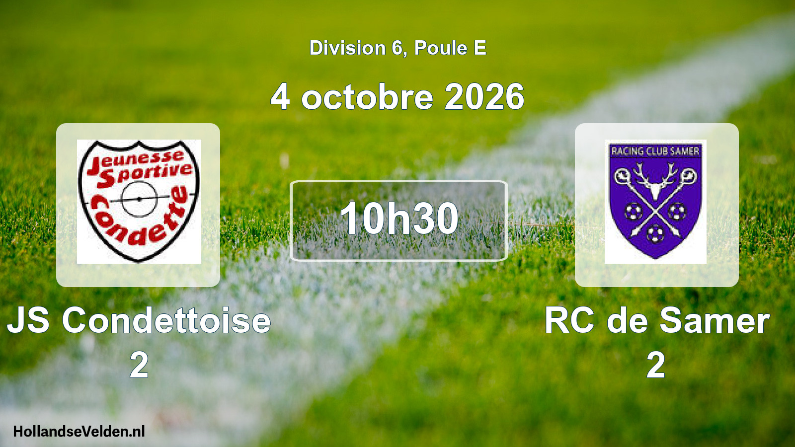 Scheduled Match: JS Condettoise 2 - RC de Samer 2 (4 October 2026)