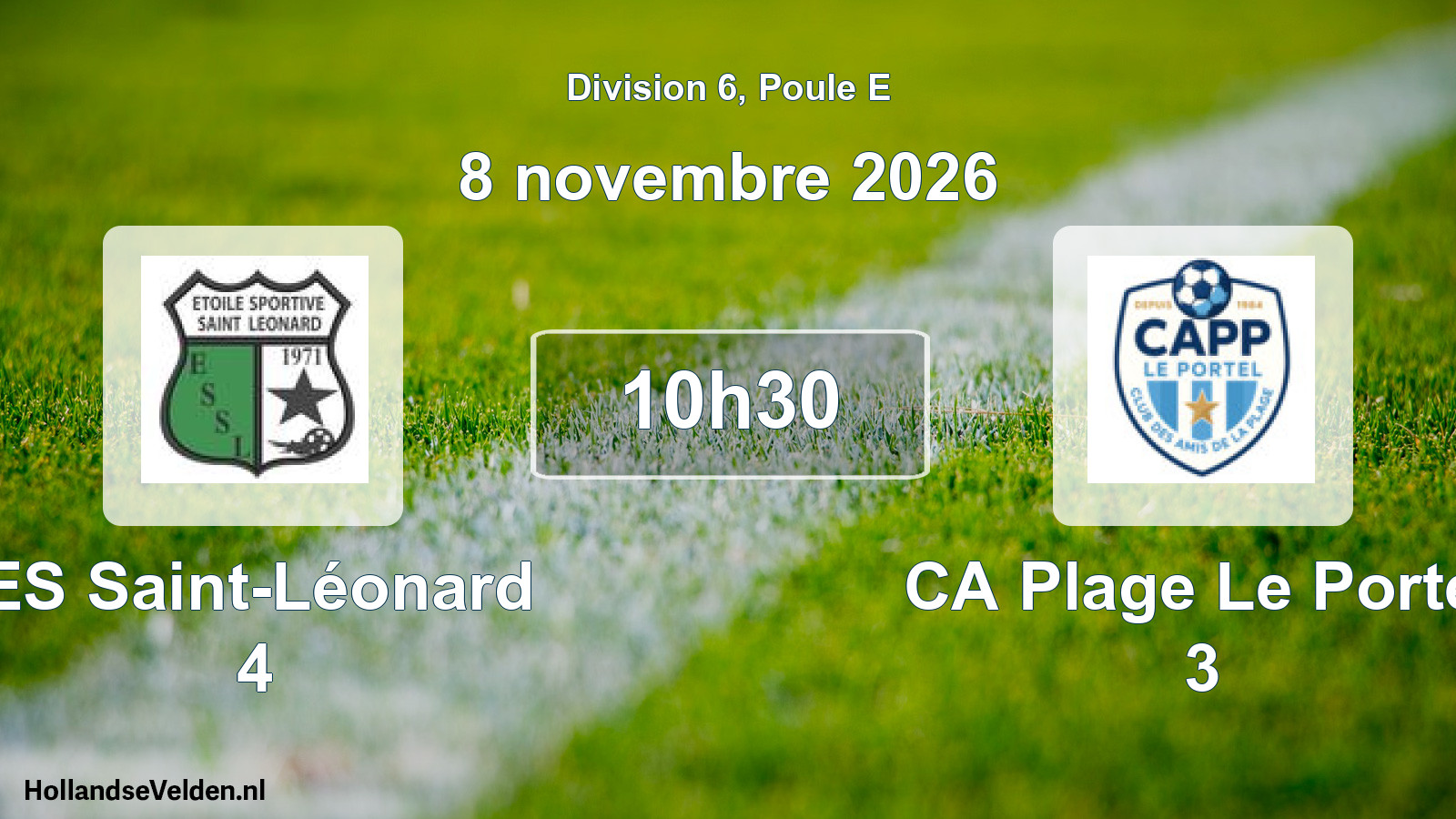 Scheduled Match: ES Saint-Léonard 4 - CA Plage Le Portel 3 (8 November 2026)