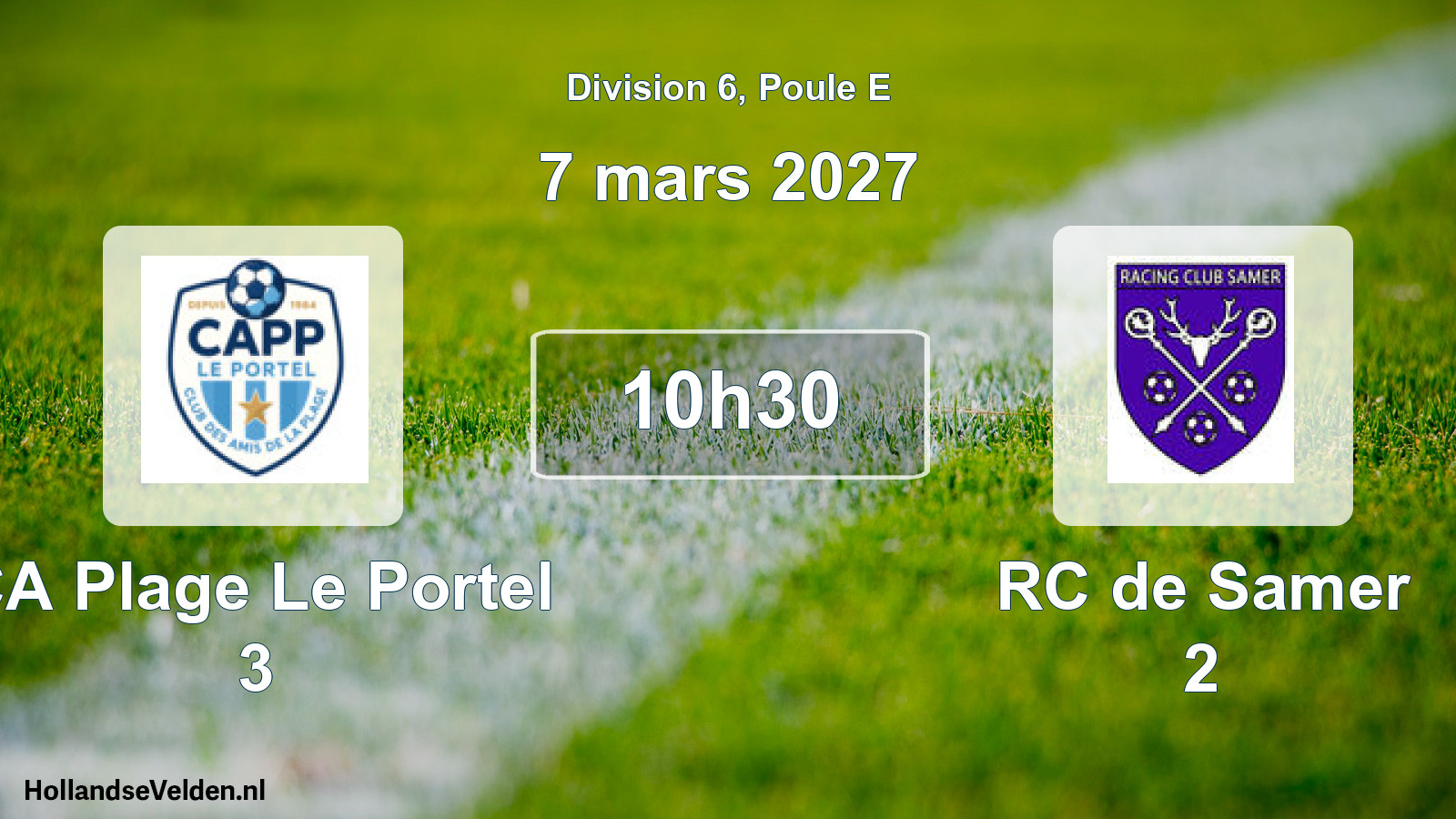 Scheduled Match: CA Plage Le Portel 3 - RC de Samer 2 (7 March 2027)