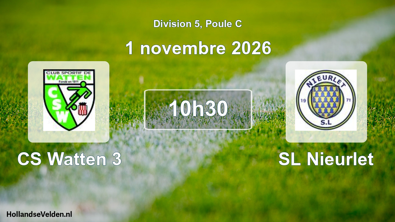 Geplande wedstrijd: CS Watten 3 - SL Nieurlet (1 november 2026)