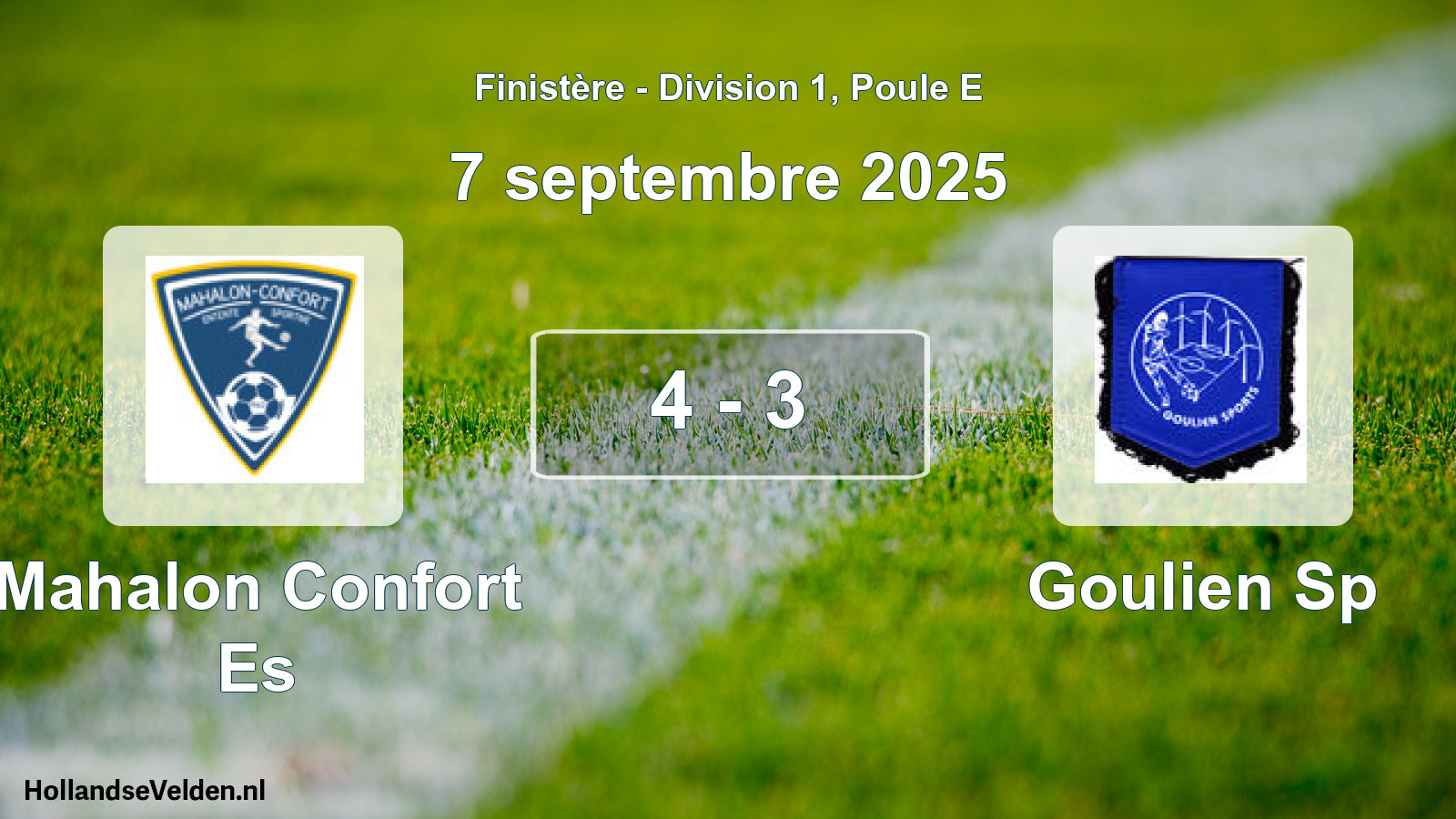 Gespeelde wedstrijd: Mahalon Confort Es - Goulien Sp 4 - 3 (7 septembre 2025)