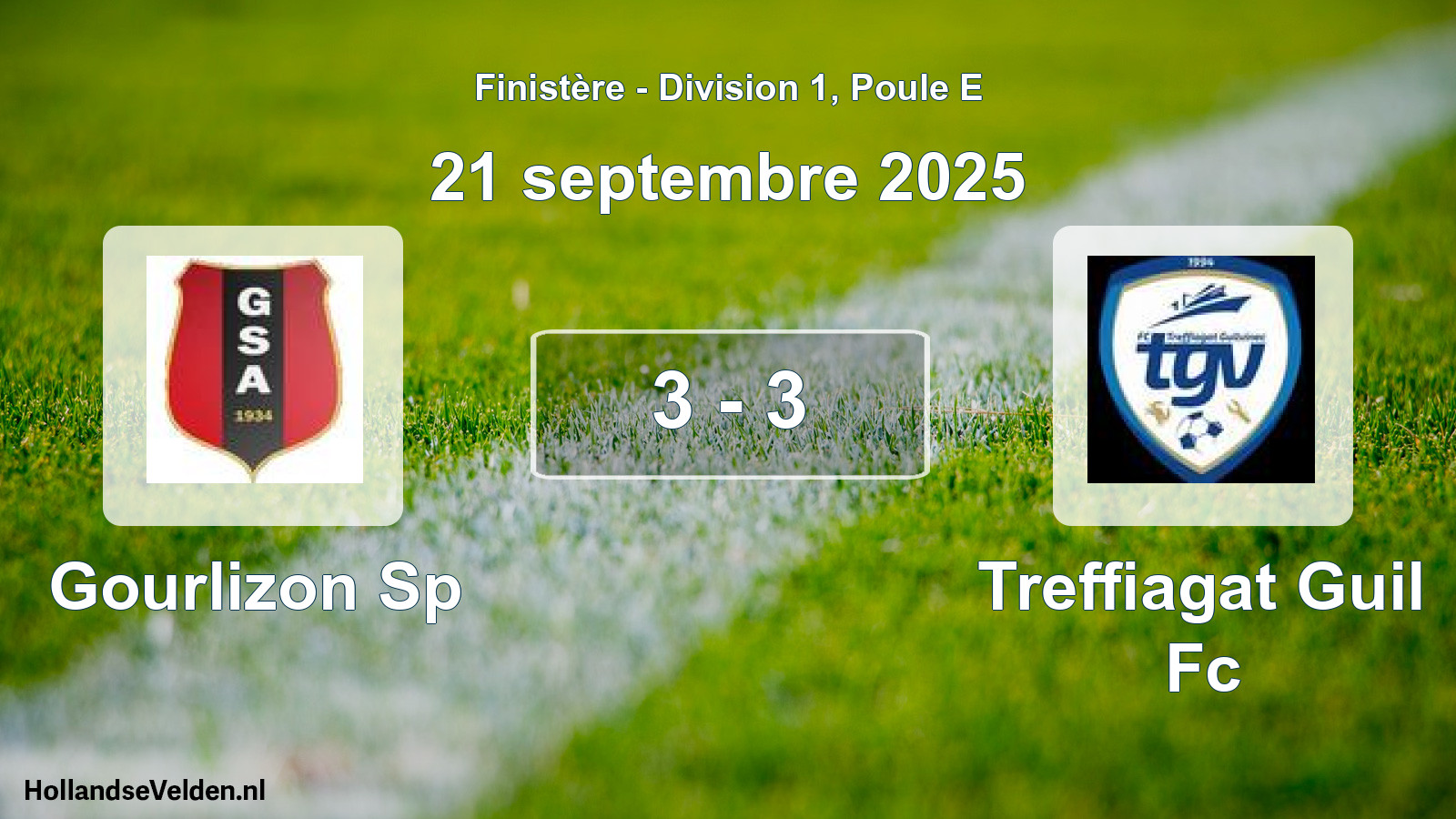Gespeelde wedstrijd: Gourlizon Sp - Treffiagat Guil Fc 3 - 3 (21 septembre 2025)