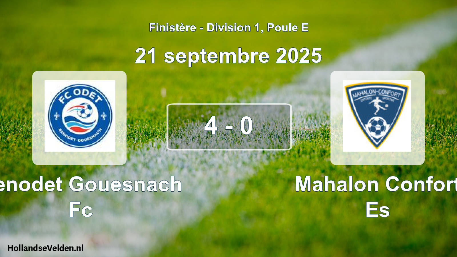 Total number of matches played: Benodet Gouesnach Fc - Mahalon Confort Es 4 - 0 (21 September 2025)