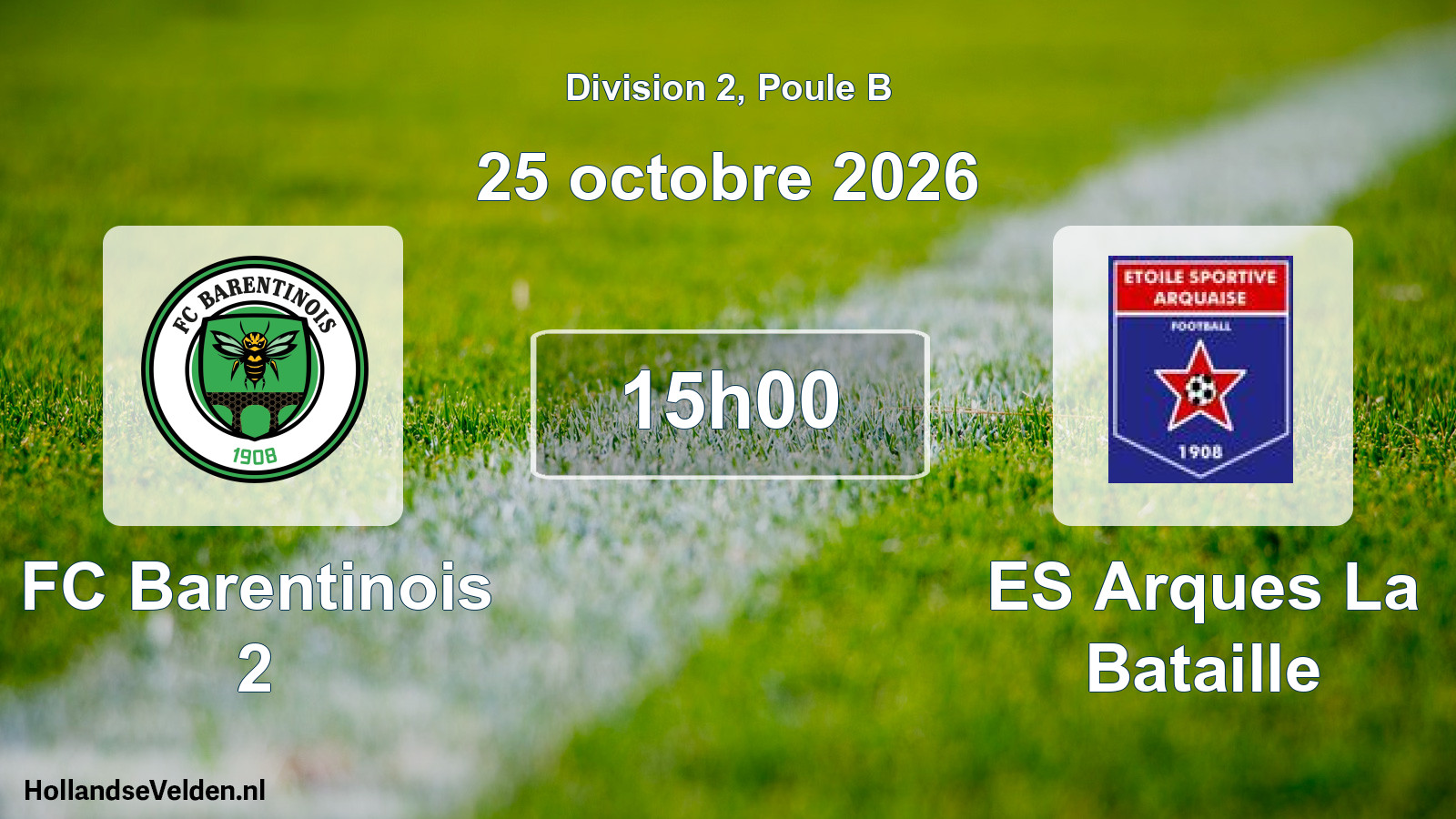 Match programmé: FC Barentinois 2 - ES Arques La Bataille (25 octobre 2026)