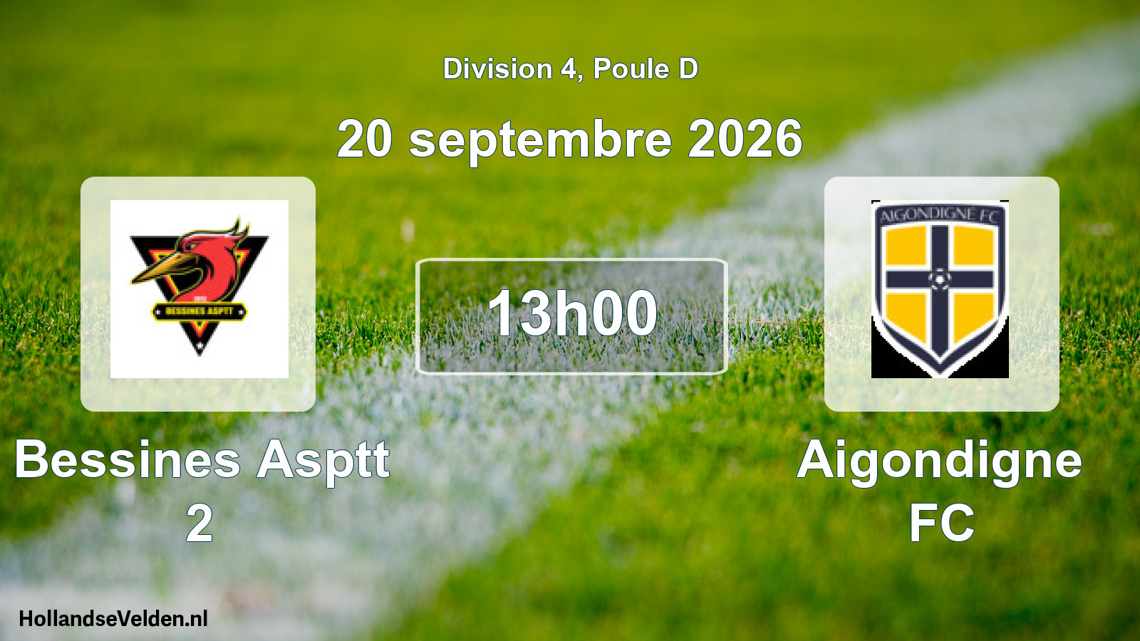 Scheduled Match: Bessines Asptt 2 - Aigondigne FC (20 September 2026)