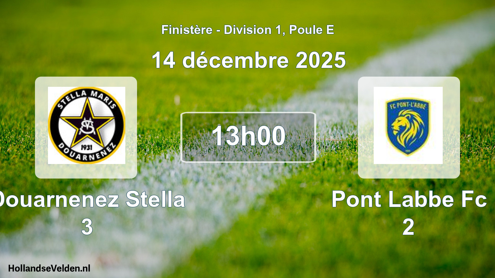 Geplande wedstrijd: Douarnenez Stella 3 - Pont Labbe Fc 2 (14 décembre 2025)