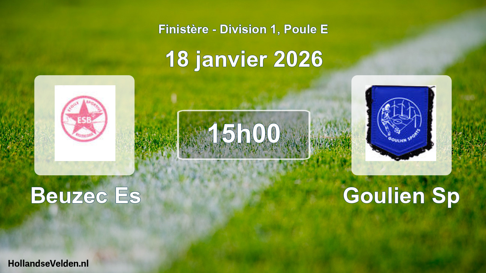 Geplande wedstrijd: Beuzec Es - Goulien Sp (18 janvier 2026)