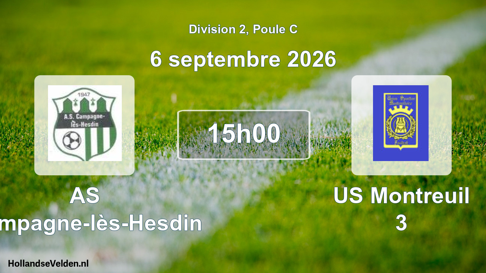 Match programmé: AS Campagne-lès-Hesdin - US Montreuil 3 (6 septembre 2026)