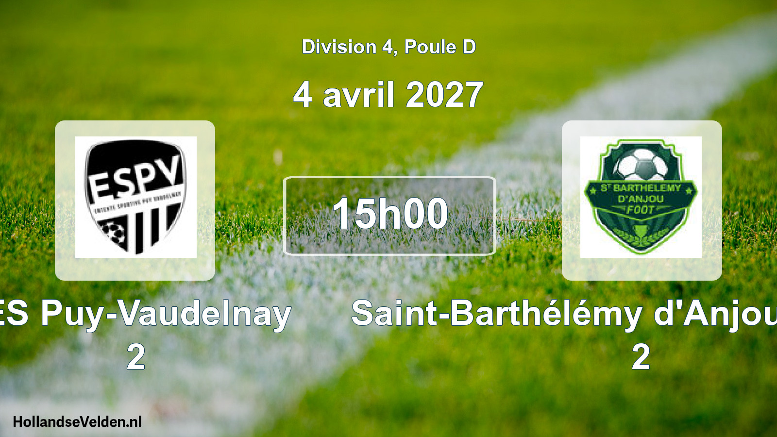 Scheduled Match: ES Puy-Vaudelnay 2 - Saint-Barthélémy d'Anjou Football 2 (4 April 2027)