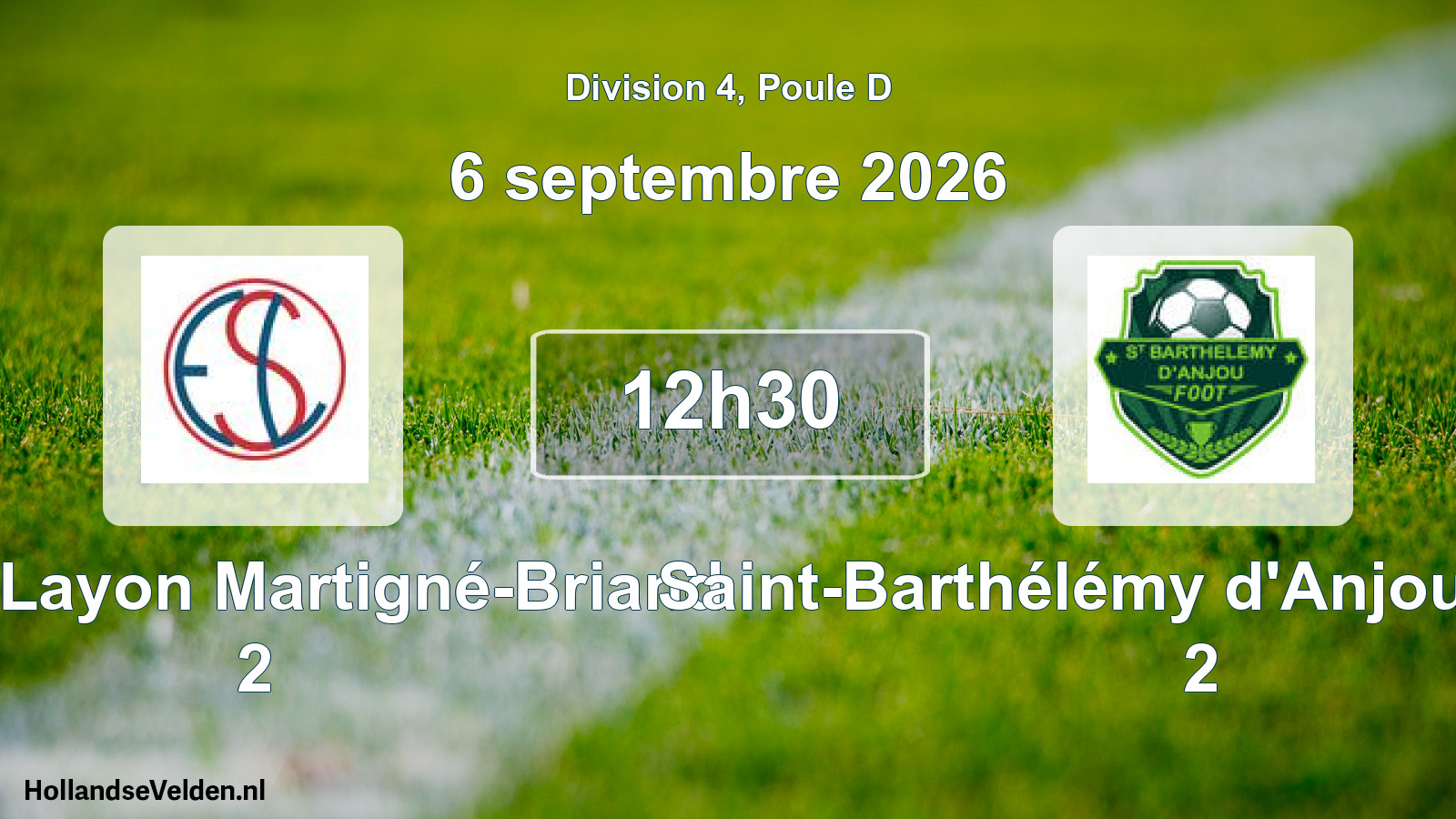 Scheduled Match: ES du Layon Martigné-Briand 2 - Saint-Barthélémy d'Anjou Football 2 (6 September 2026)