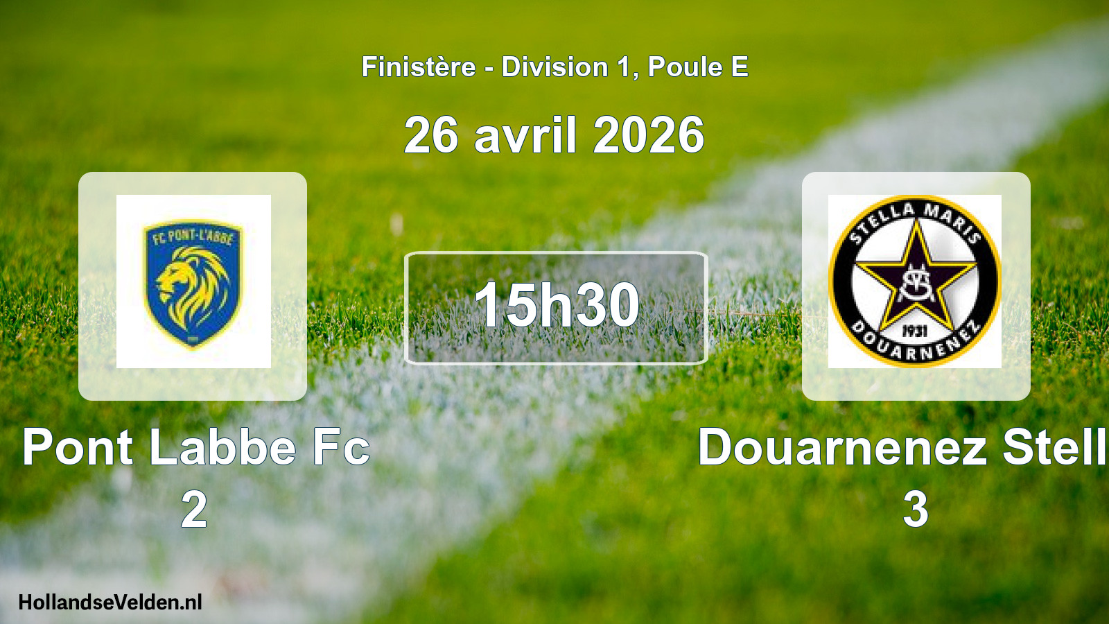 Geplande wedstrijd: Pont Labbe Fc 2 - Douarnenez Stella 3 (26 avril 2026)