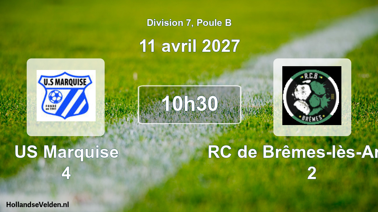 Match programmé: US Marquise 4 - RC de Brêmes-lès-Ardres 2 (11 avril 2027)