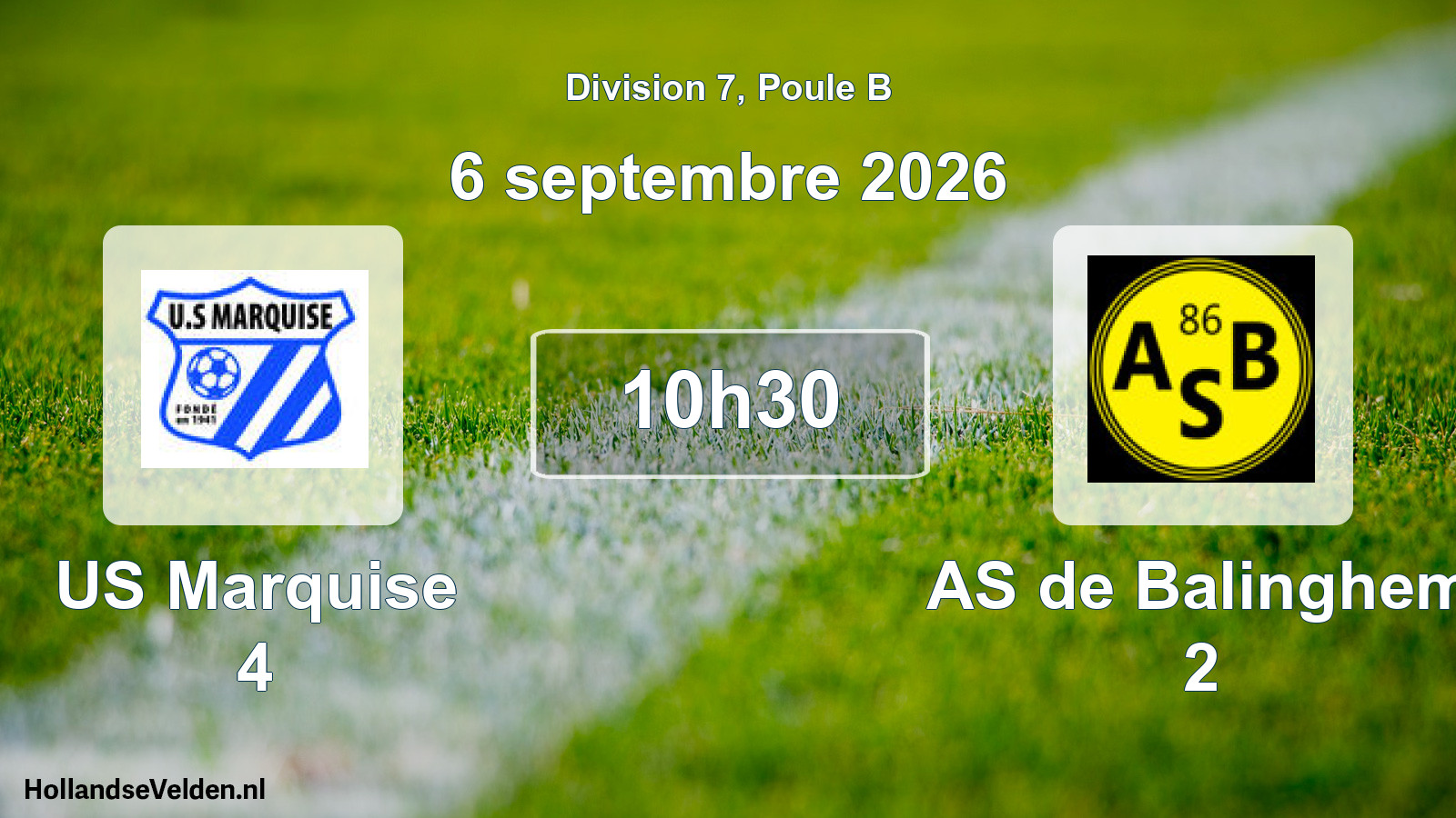 Match programmé: US Marquise 4 - AS de Balinghem 2 (6 septembre 2026)