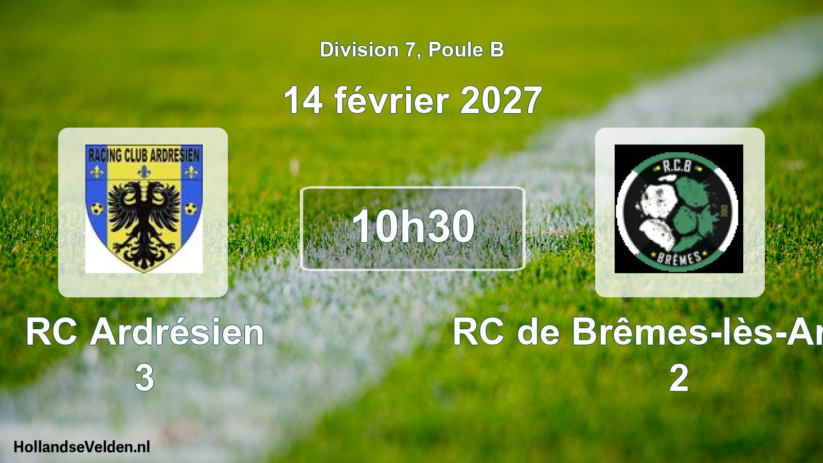 Match programmé: RC Ardrésien 3 - RC de Brêmes-lès-Ardres 2 (14 février 2027)