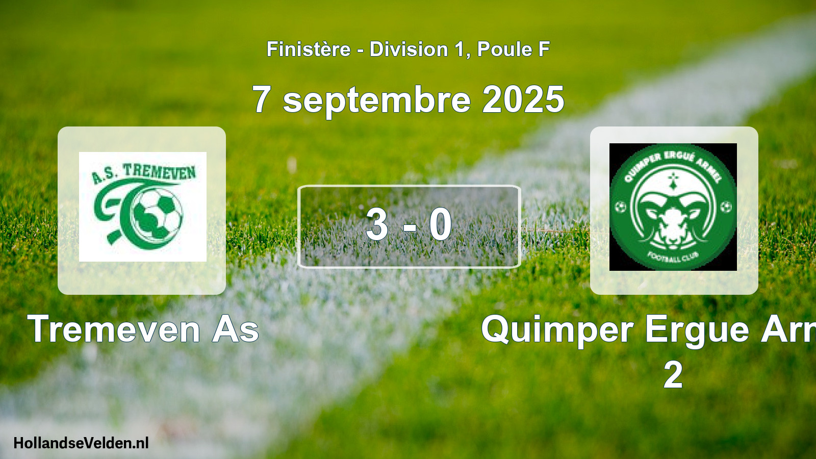 Gespeelde wedstrijd: Tremeven As - Quimper Ergue Armel 2 3 - 0 (7 septembre 2025)