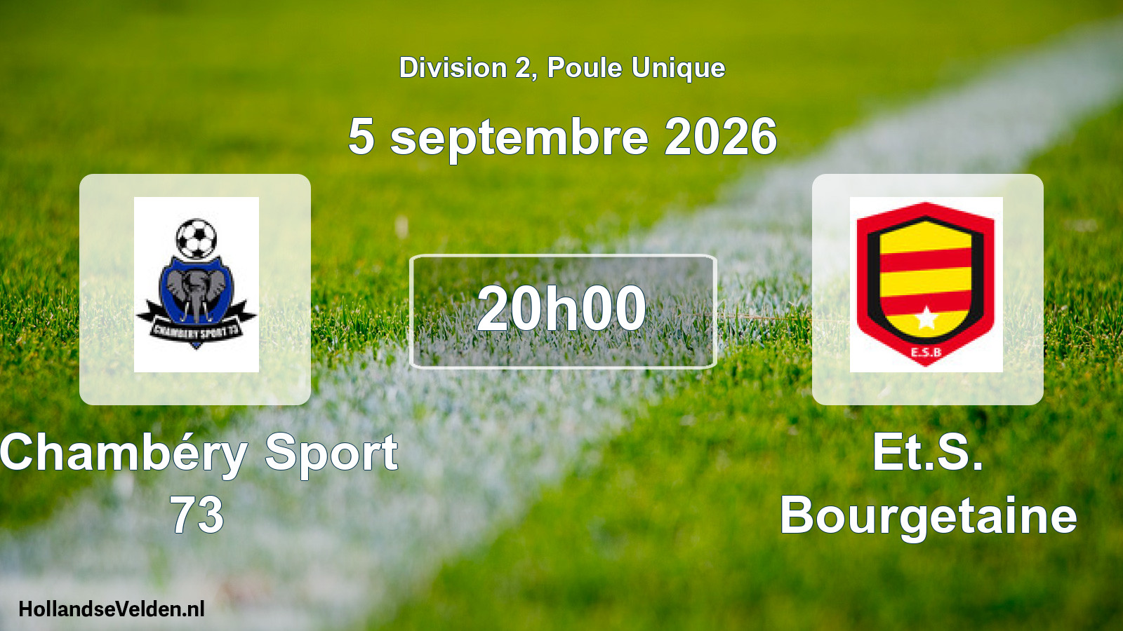 Match programmé: Chambéry Sport 73 - Et.S. Bourgetaine (5 septembre 2026)