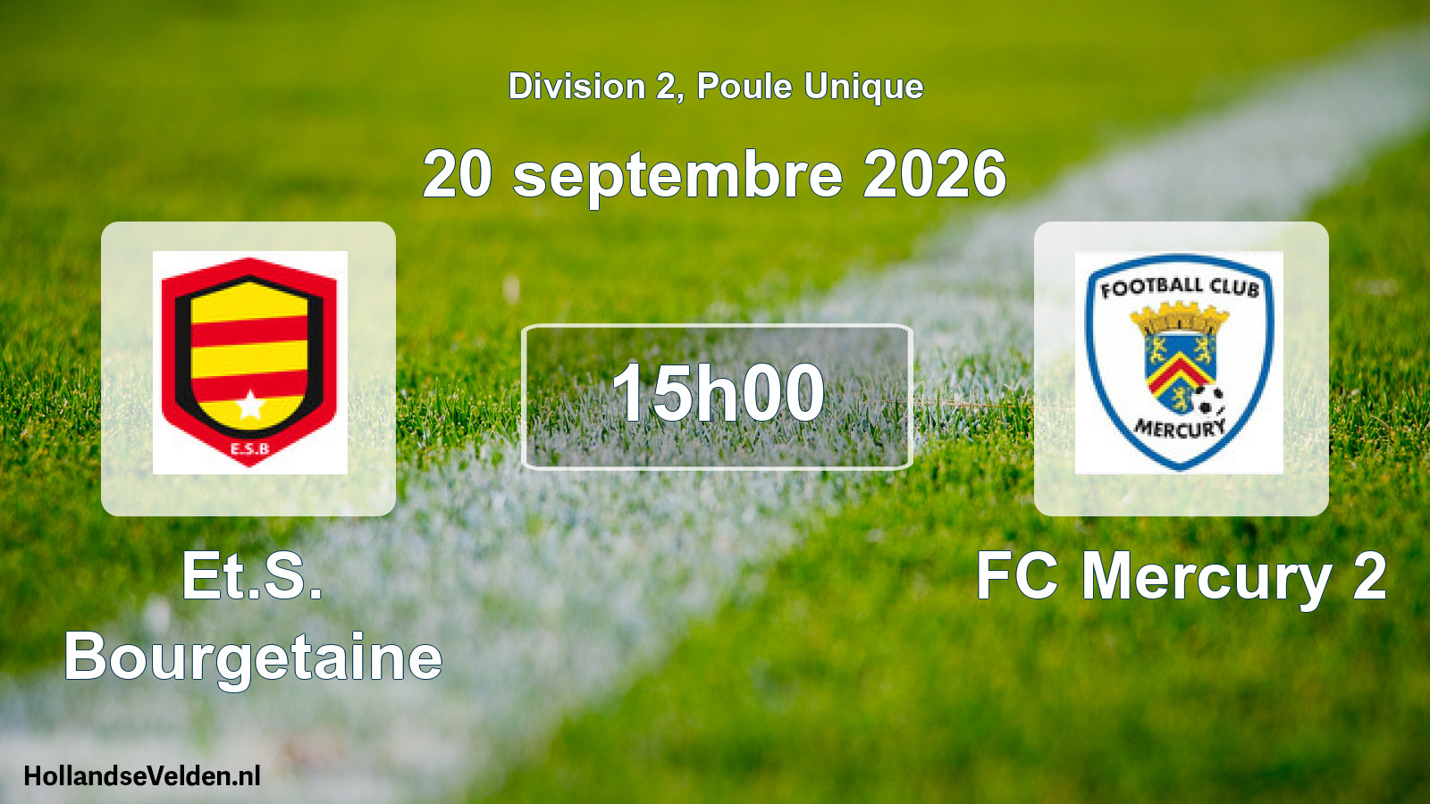 Match programmé: Et.S. Bourgetaine - FC Mercury 2 (20 septembre 2026)