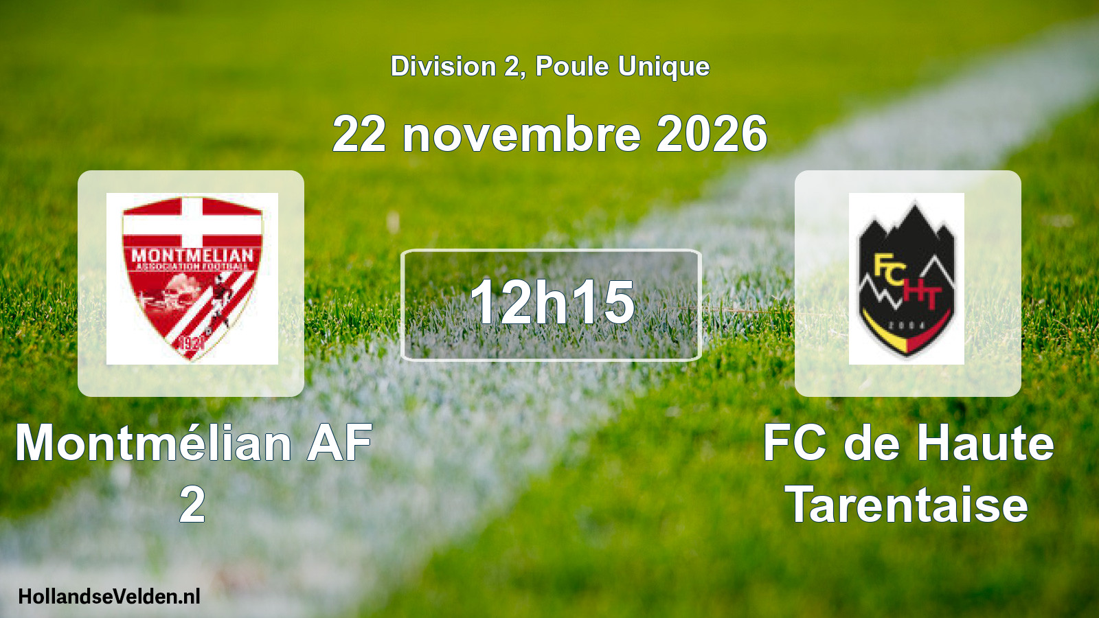Match programmé: Montmélian AF 2 - FC de Haute Tarentaise (22 novembre 2026)