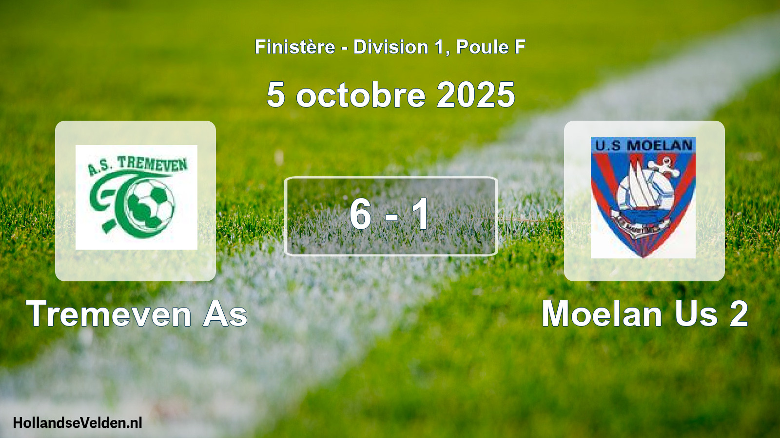 Total number of matches played: Tremeven As - Moelan Us 2 6 - 1 (5 October 2025)