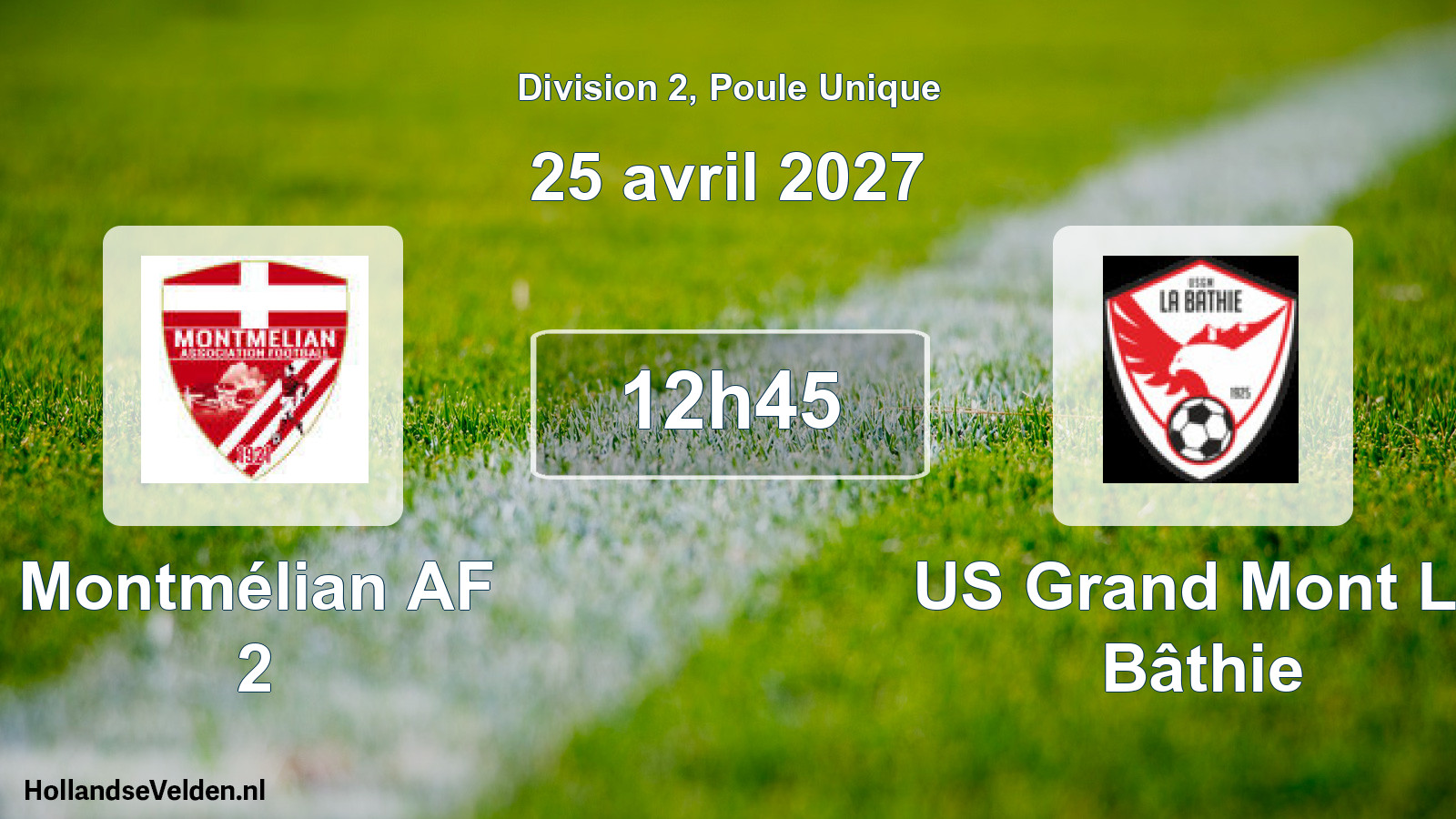 Match programmé: Montmélian AF 2 - US Grand Mont La Bâthie (25 avril 2027)