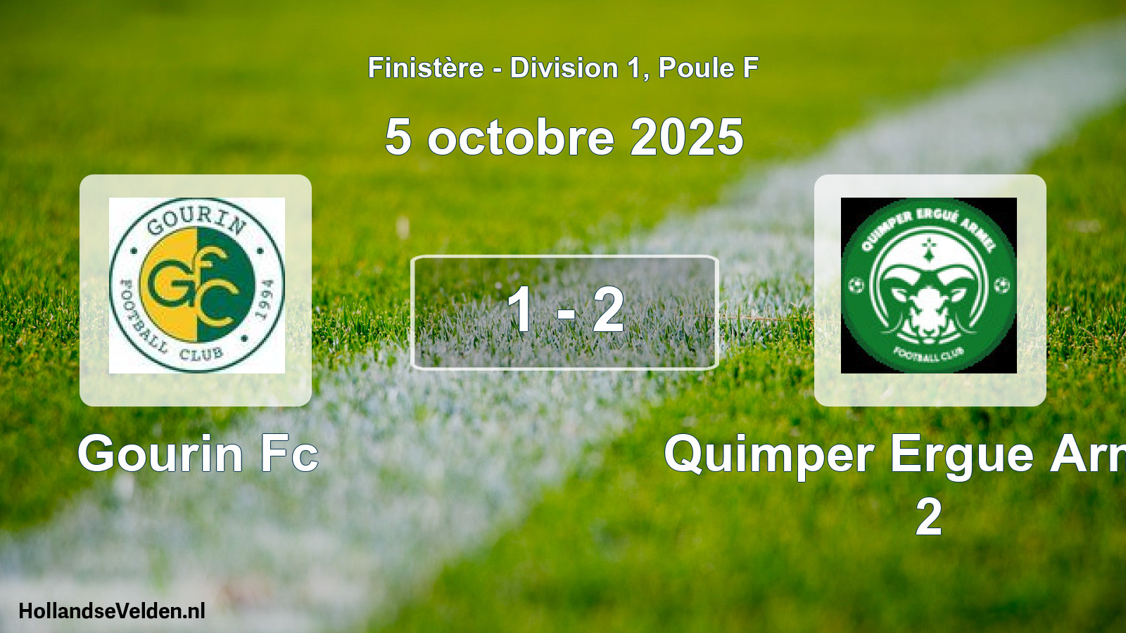 Gespeelde wedstrijd: Gourin Fc - Quimper Ergue Armel 2 1 - 2 (5 octobre 2025)
