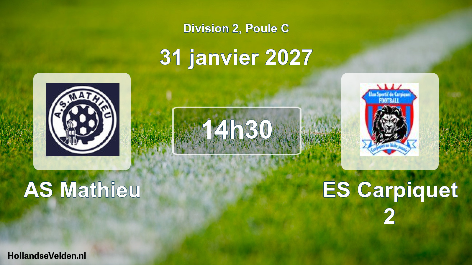 Match programmé: AS Mathieu - ES Carpiquet 2 (31 janvier 2027)