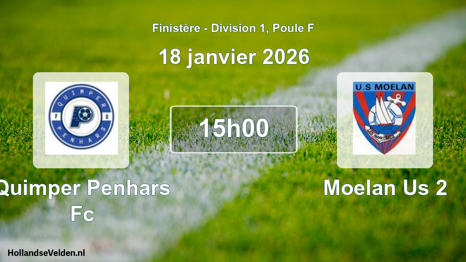 Geplande wedstrijd: Quimper Penhars Fc - Moelan Us 2 (18 janvier 2026)
