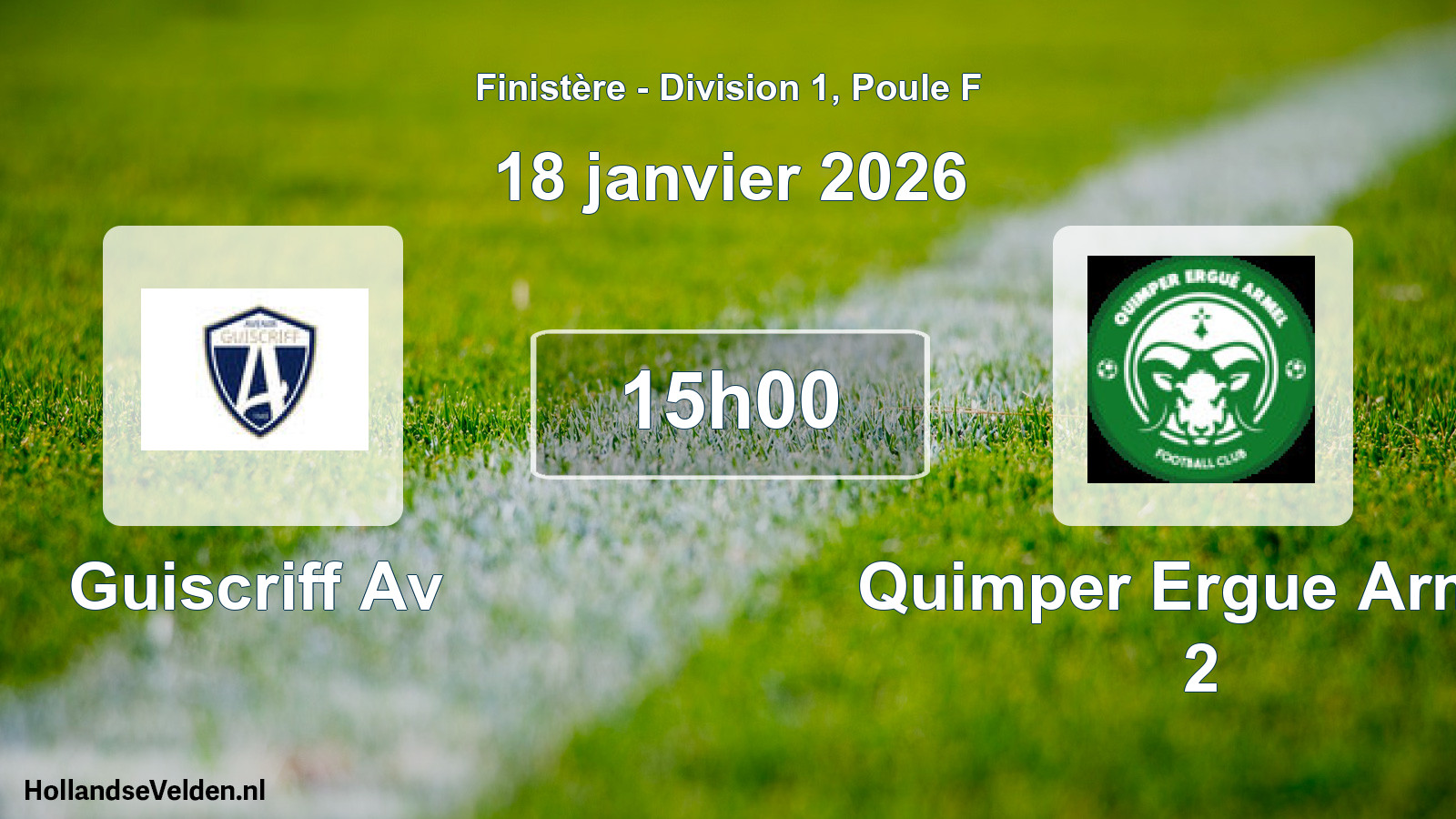 Geplande wedstrijd: Guiscriff Av - Quimper Ergue Armel 2 (18 janvier 2026)