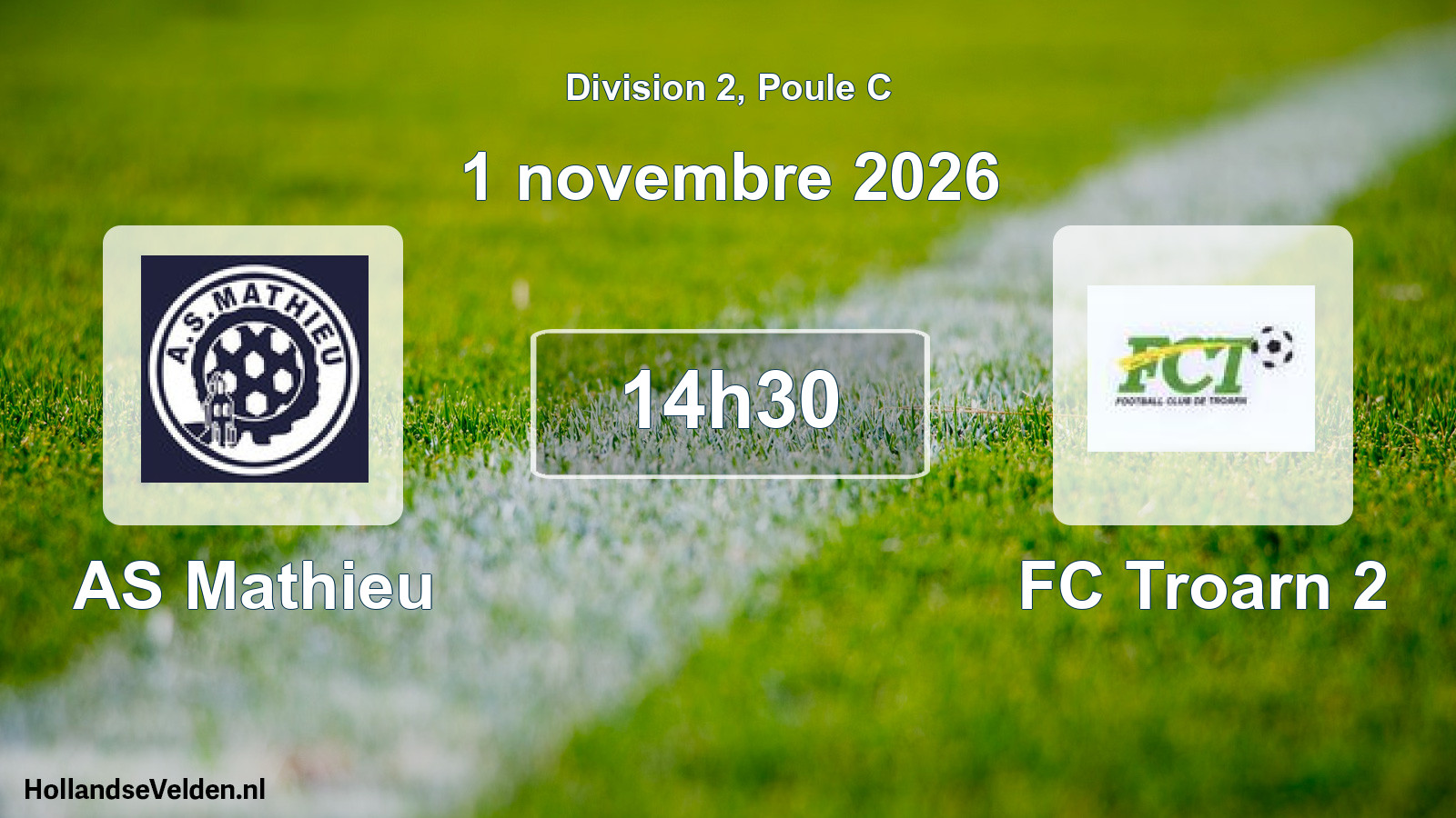 Match programmé: AS Mathieu - FC Troarn 2 (1 novembre 2026)