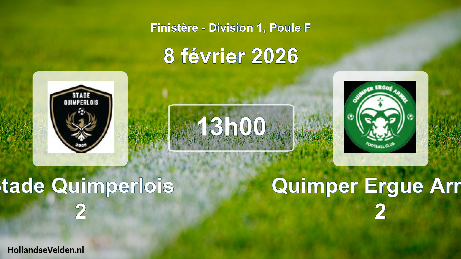 Geplande wedstrijd: Stade Quimperlois 2 - Quimper Ergue Armel 2 (8 février 2026)