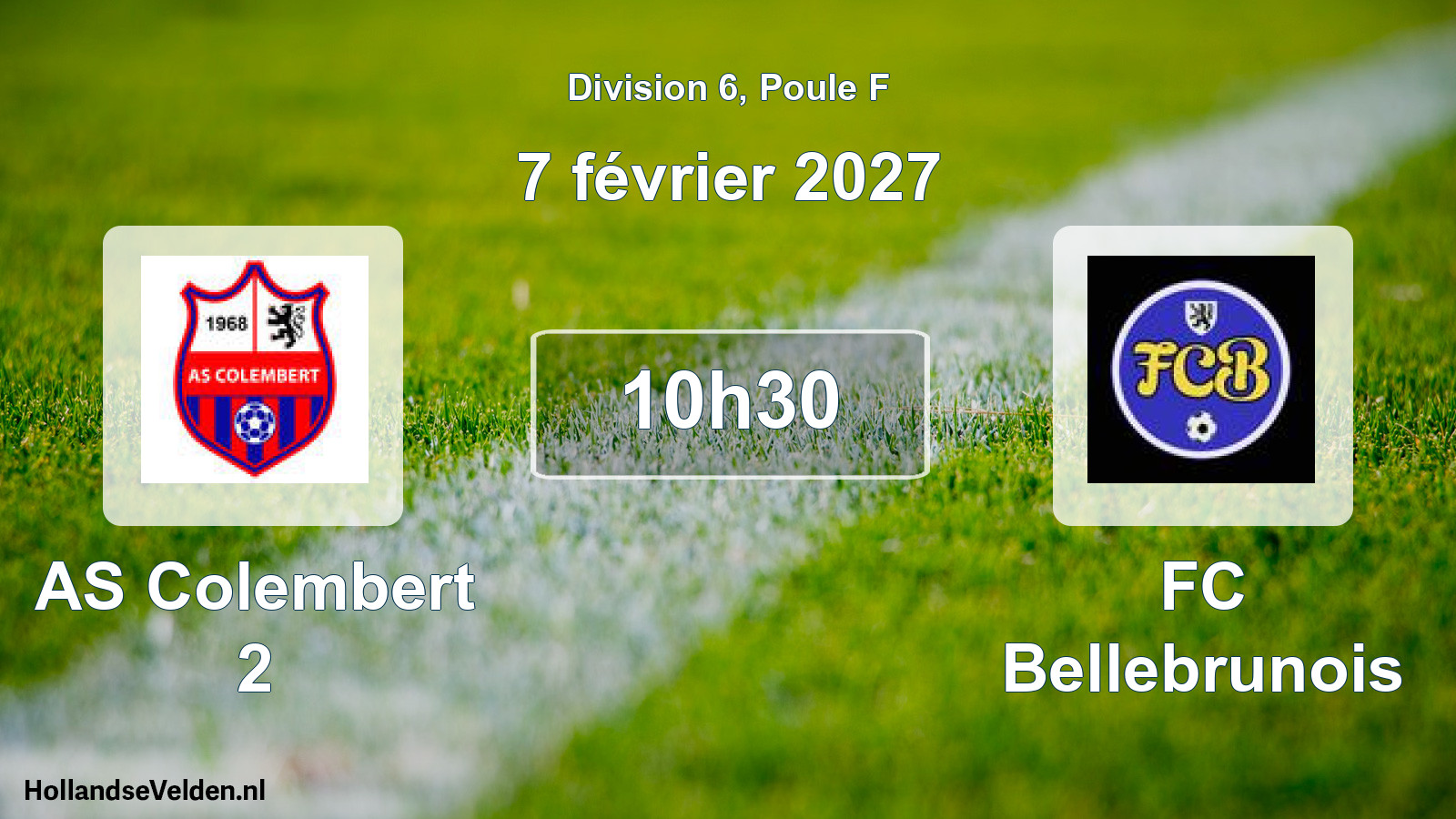 Match programmé: AS Colembert 2 - FC Bellebrunois (7 février 2027)