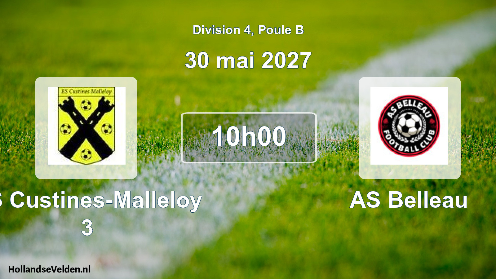 Match programmé: ES Custines-Malleloy 3 - AS Belleau (30 mai 2027)