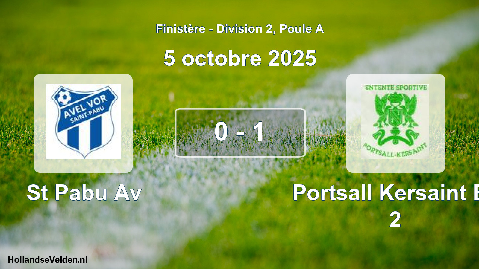 Gespeelde wedstrijd: St Pabu Av - Portsall Kersaint Es 2 0 - 1 (5 octobre 2025)