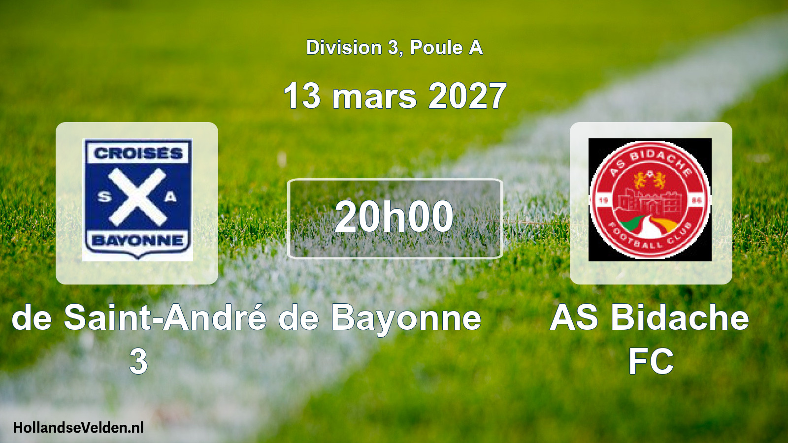 Geplande wedstrijd: Les Croisés de Saint-André de Bayonne 3 - AS Bidache FC (13 maart 2027)