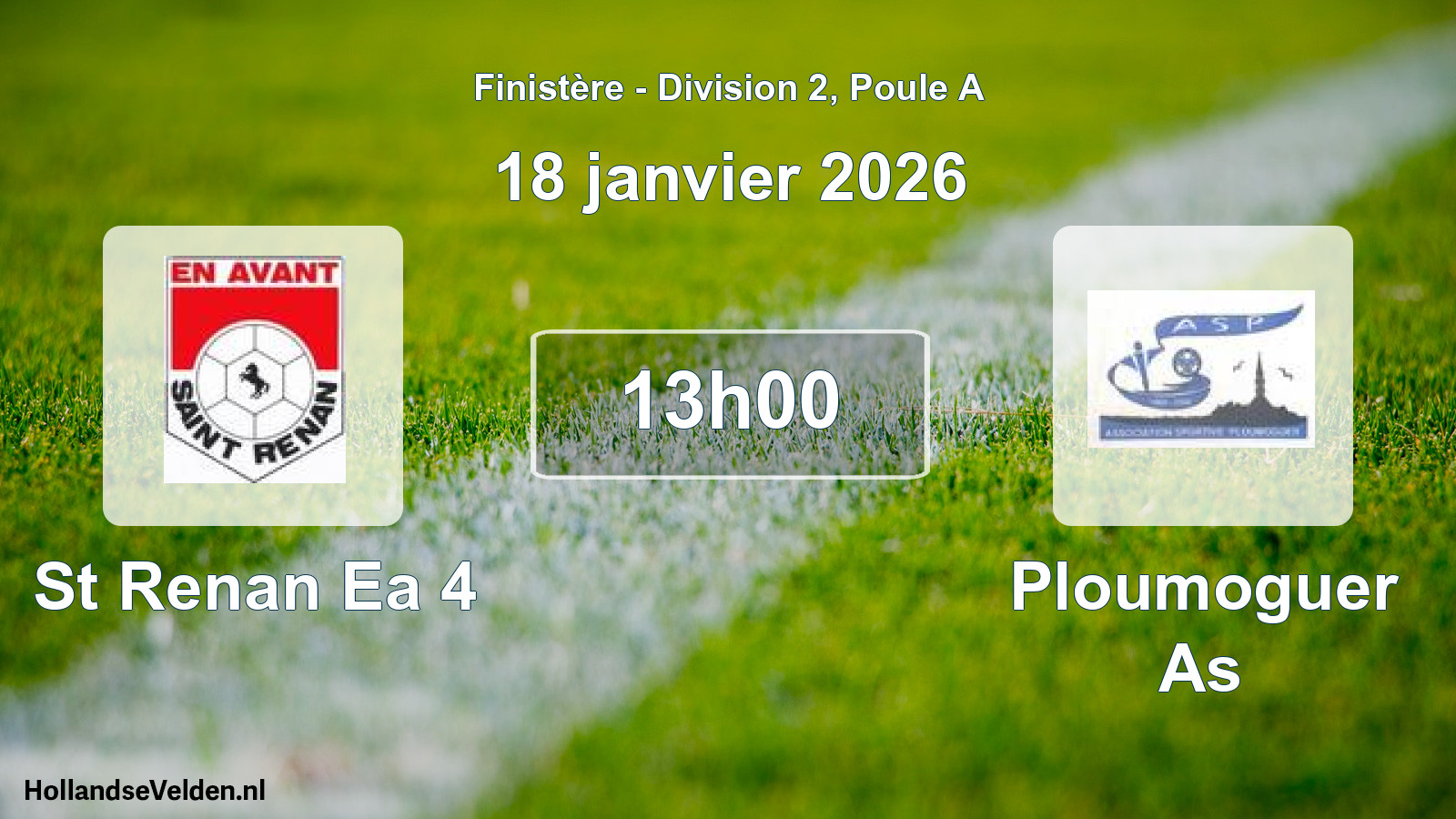 Geplande wedstrijd: St Renan Ea 4 - Ploumoguer As (18 januari 2026)