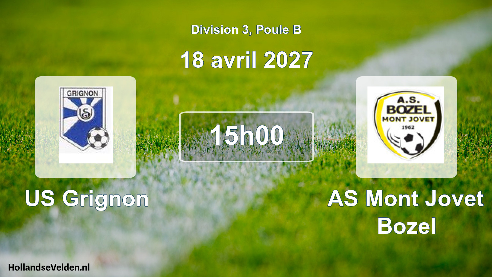 Match programmé: US Grignon - AS Mont Jovet Bozel (18 avril 2027)