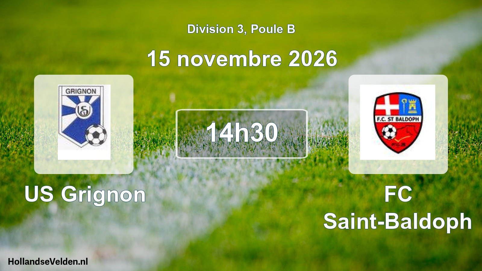 Match programmé: US Grignon - FC Saint-Baldoph (15 novembre 2026)