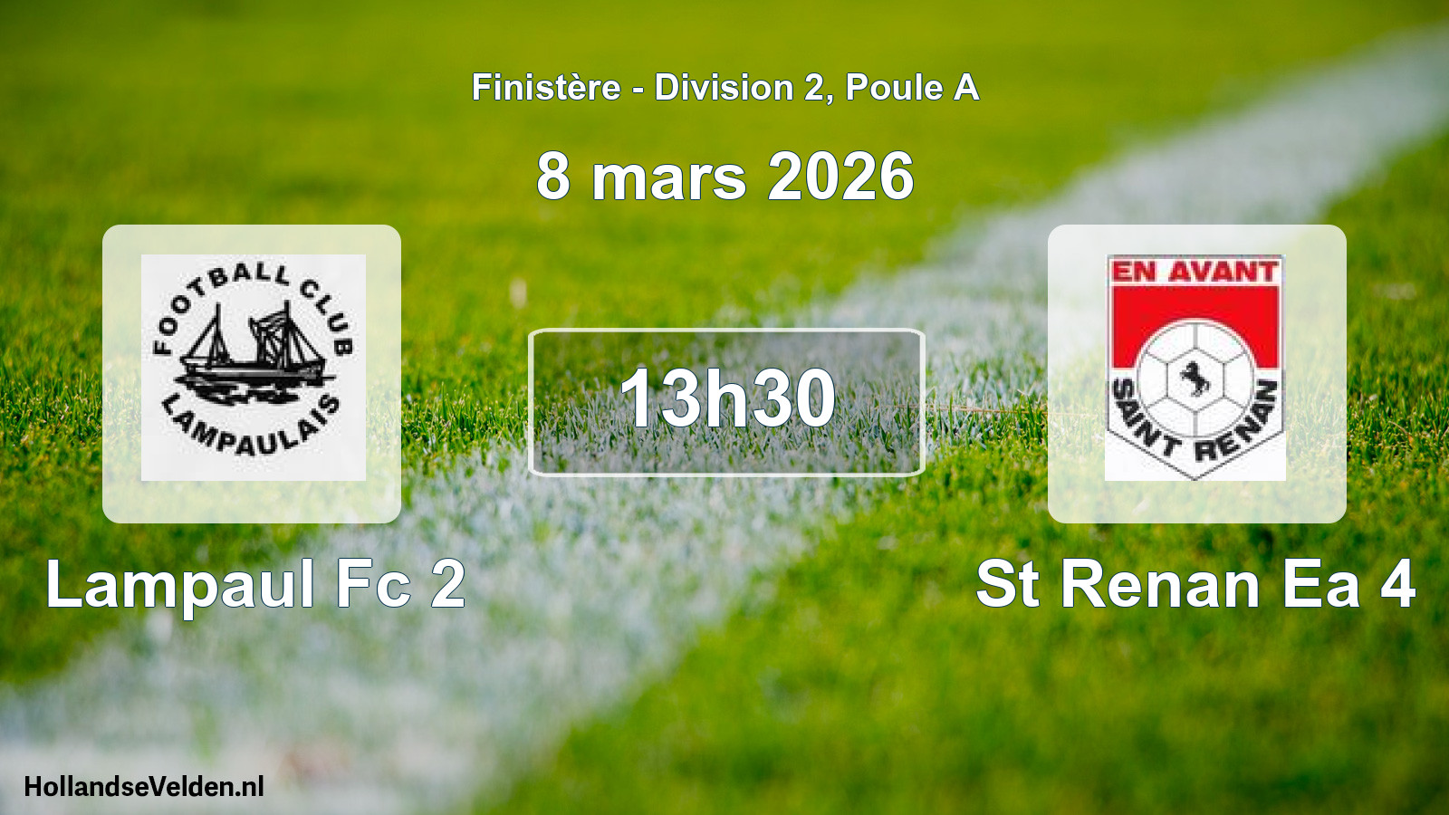 Geplande wedstrijd: Lampaul Fc 2 - St Renan Ea 4 (8 mars 2026)
