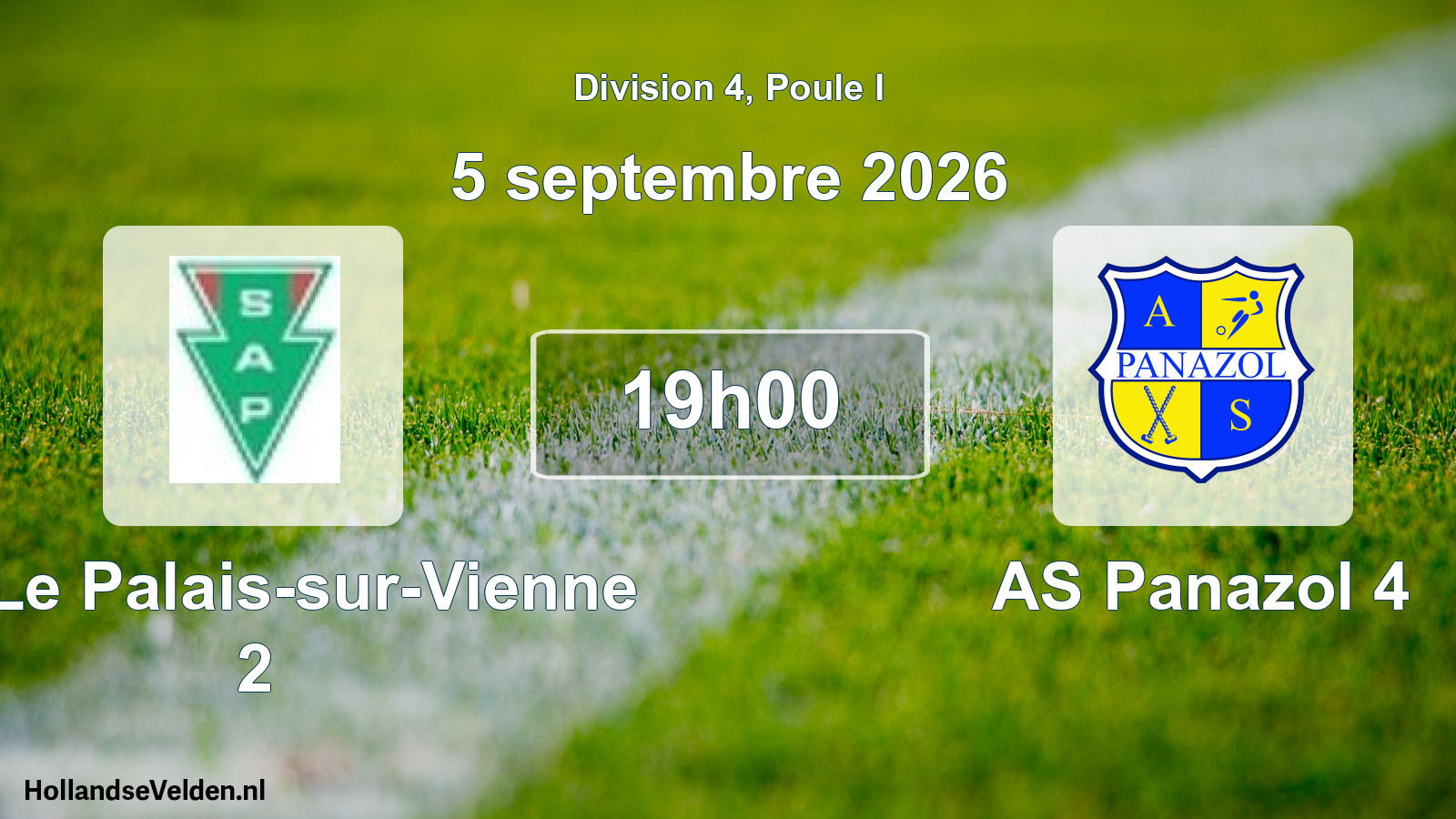 Scheduled Match: SA Le Palais-sur-Vienne 2 - AS Panazol 4 (5 September 2026)