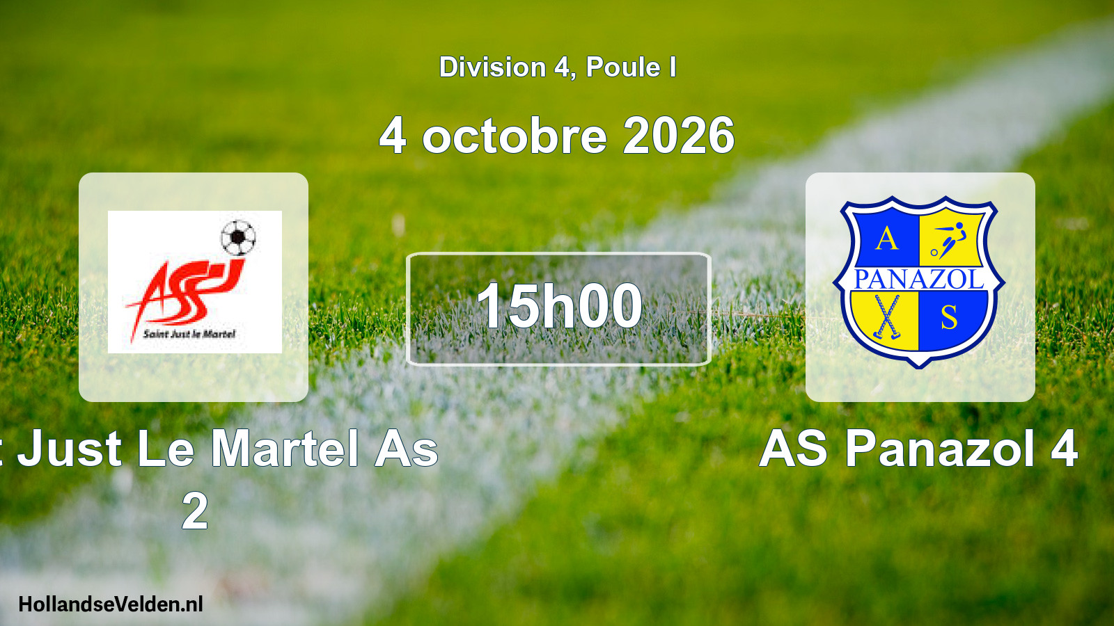 Scheduled Match: St Just Le Martel As 2 - AS Panazol 4 (4 October 2026)