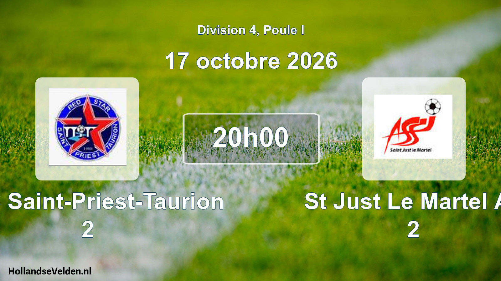 Scheduled Match: RSC Saint-Priest-Taurion 2 - St Just Le Martel As 2 (17 October 2026)
