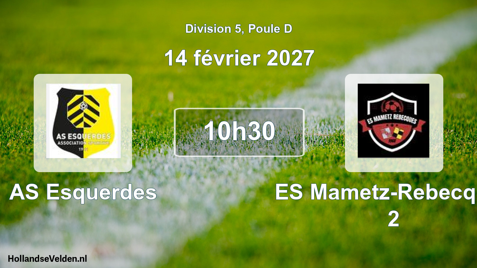 Match programmé: AS Esquerdes - ES Mametz-Rebecques 2 (14 février 2027)