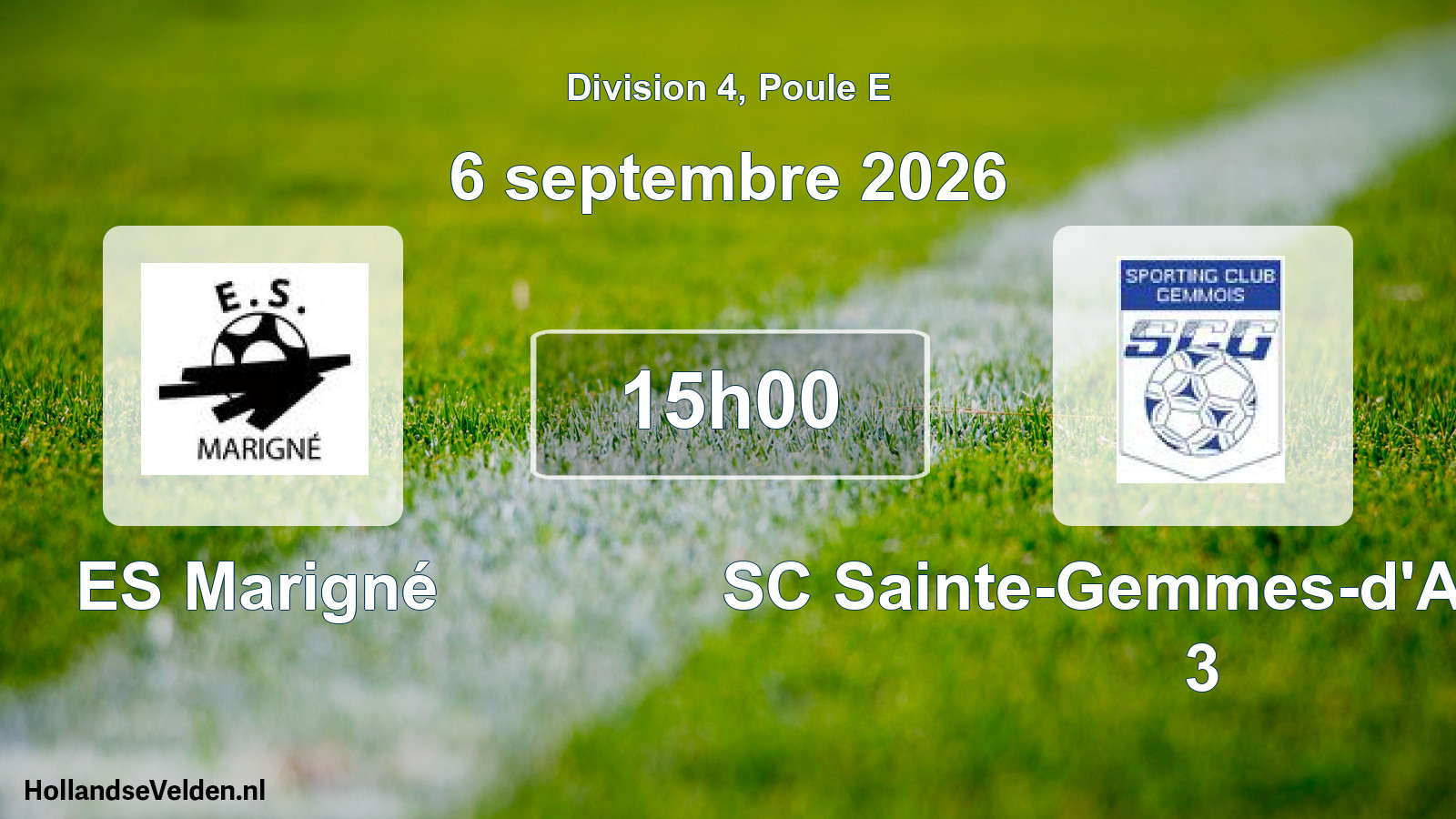 Scheduled Match: ES Marigné - SC Sainte-Gemmes-d'Andigné 3 (6 September 2026)