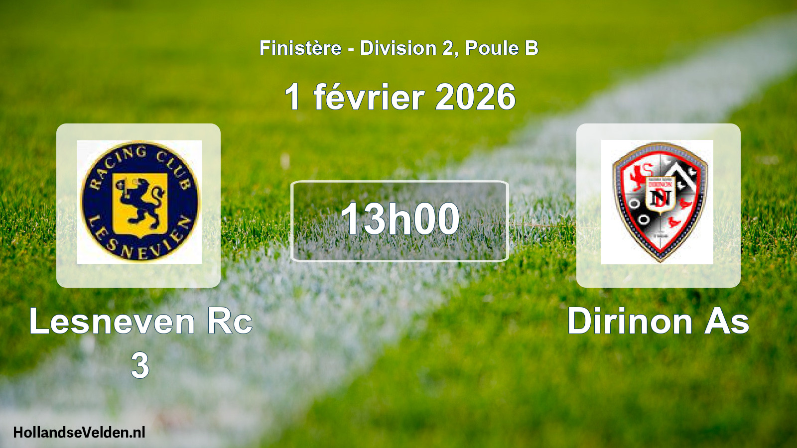 Geplande wedstrijd: Lesneven Rc 3 - Dirinon As (1 février 2026)
