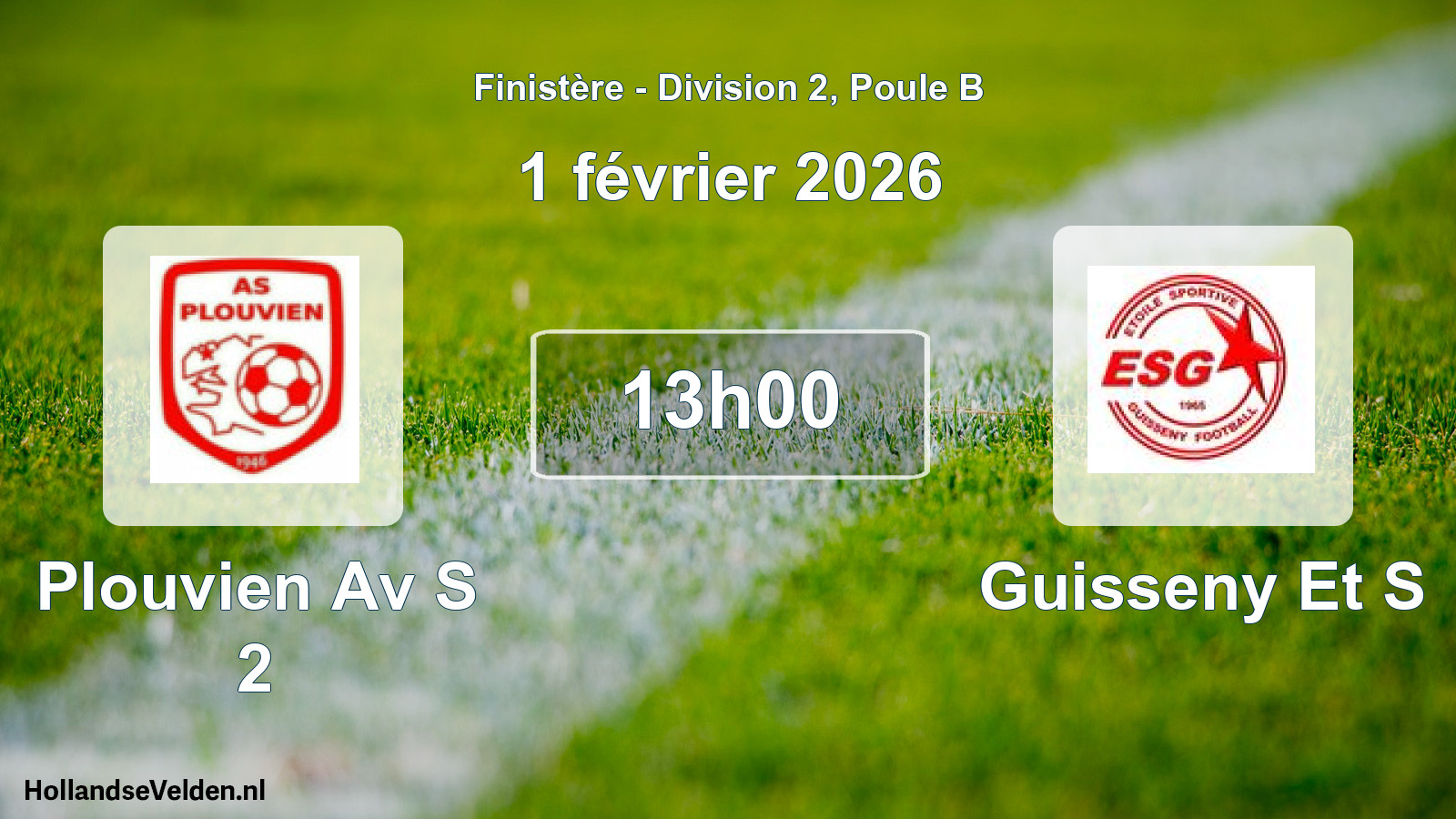 Geplande wedstrijd: Plouvien Av S 2 - Guisseny Et S (1 février 2026)