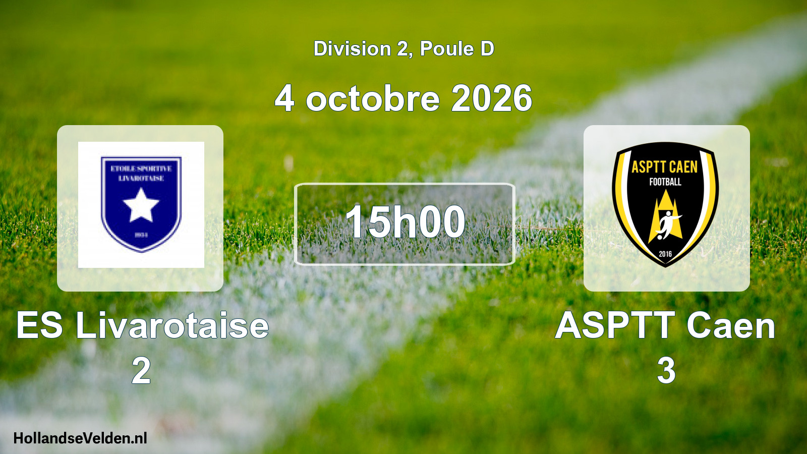 Match programmé: ES Livarotaise 2 - ASPTT Caen 3 (4 octobre 2026)