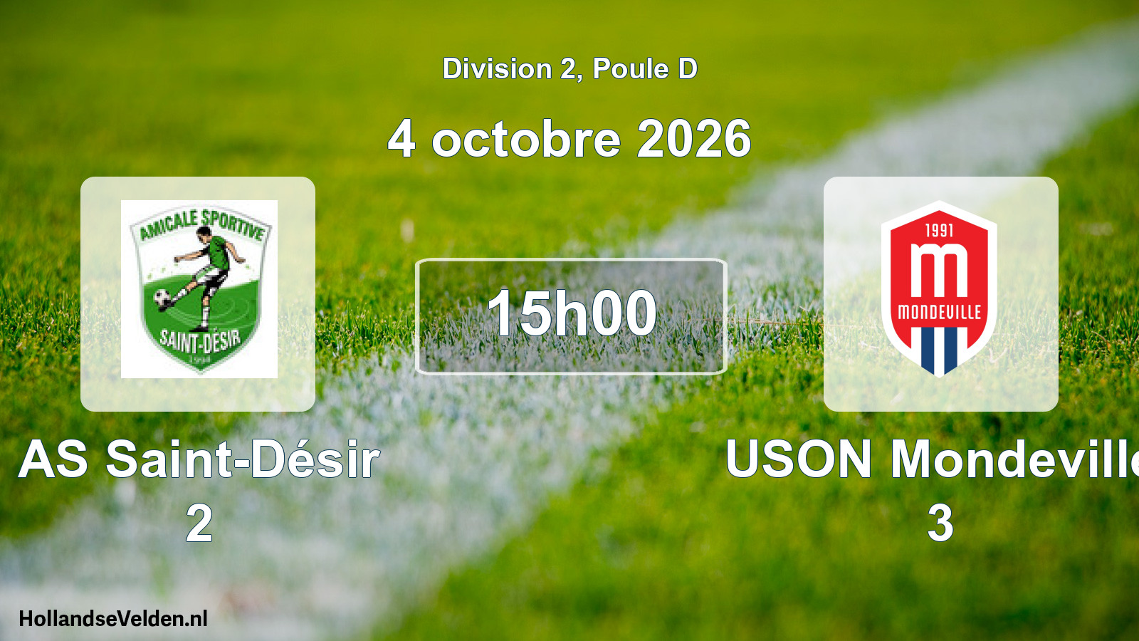 Match programmé: AS Saint-Désir 2 - USON Mondeville 3 (4 octobre 2026)