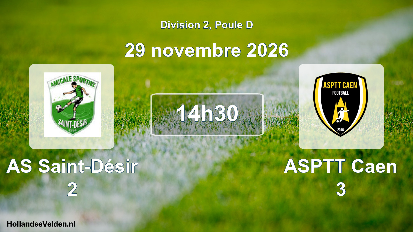 Match programmé: AS Saint-Désir 2 - ASPTT Caen 3 (29 novembre 2026)