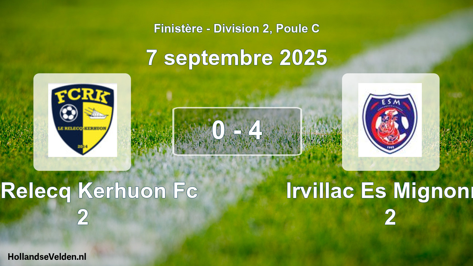 Total number of matches played: Le Relecq Kerhuon Fc 2 - Irvillac Es Mignonne 2 0 - 4 (7 September 2025)