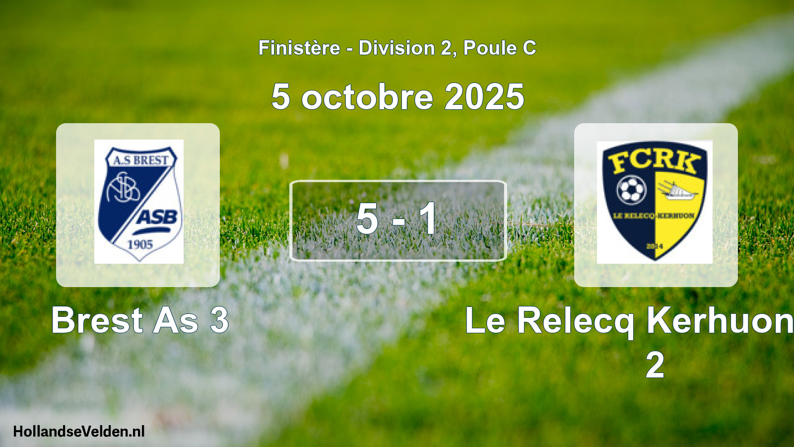 Total number of matches played: Brest As 3 - Le Relecq Kerhuon Fc 2 5 - 1 (5 October 2025)
